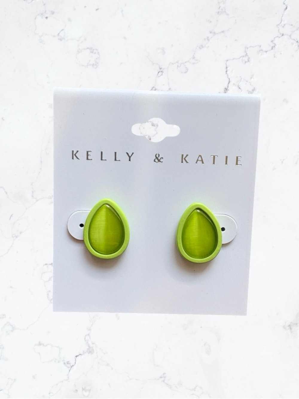 Kelly & Katie Lime Green Teardrop Stud Earrings